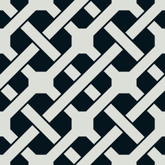 Morrice Lattice Geometric Pattern with Black and Cream Color Scheme