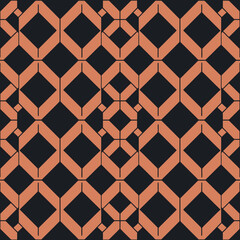 Morrice Lattice Pattern in Black and Terracotta with Geometric Cross Design