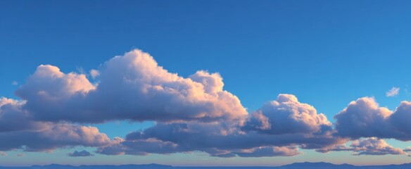 The afternoon clouds move gently over the clear blue horizon.