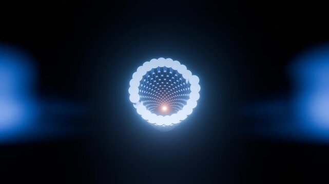 Futuristic Blue Neon Dot Tunnel Loop Background 4K 60 fps