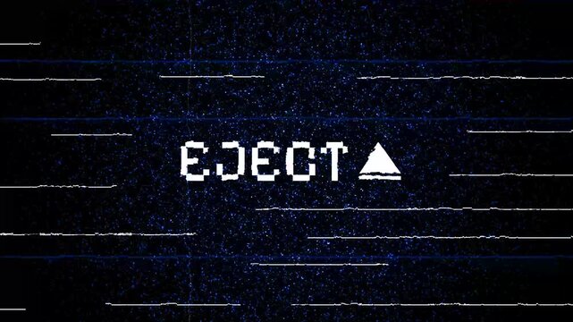 Static television vfx glitch with eject message on vintage tv, suitable for video editing projects, retrothemed digital content creation.