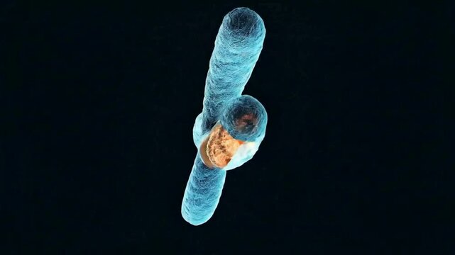 High-Resolution Microscopic View of a Single Human Chromosome | Detailed Biological Image of X-Shaped Chromosome with Centromere | Genetic Material Visualization for Cell Biology and Genetics Study

