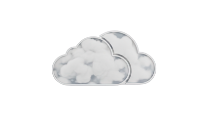 Digital Cloud Icons Rendered with Realistic Texture and Subtle Lighting on Transparent Background Representing Cloud Computing and Data Storage
