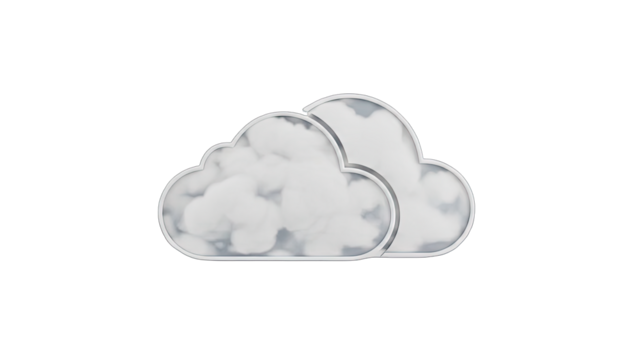 Digital Cloud Icons Rendered with Realistic Texture and Subtle Lighting on Transparent Background Representing Cloud Computing and Data Storage - Powered by Adobe