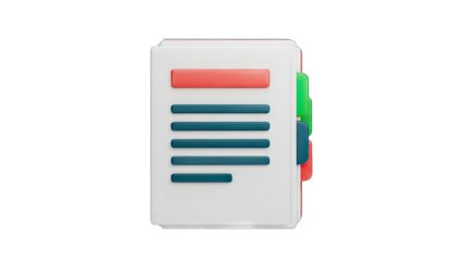 Digital Document Icon Representing Data Organization With Colorful Tabs And Clean Design On A Transparent Background Suitable For Business And Technology Concepts