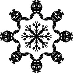 Animal mandala snowflake decorative symmetric vector