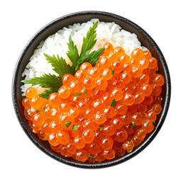 bowl of salmon roe with rice,japanese ikura don 