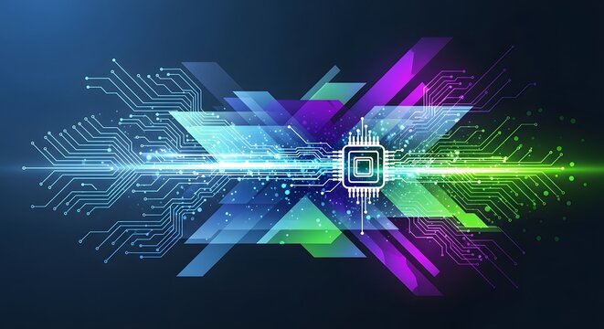 Abstract digital technology concept illustration with circuit board - Powered by Adobe