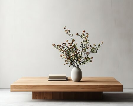 Contemporary wooden coffee table with a splitlevel design, warm natural finish, and a sophisticated look