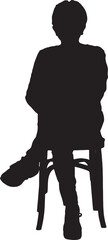 Obraz premium vector, silhouette of front view of a full portrait of happy senior woman sitting