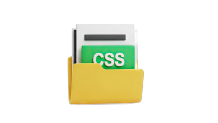 Digital Folder Icon with CSS Document Symbol on Transparent Background 3D Render