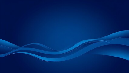 unanimity. Flowing wave patterns in deep blue with elegant curves and smooth gradients, minimalist aquatic scene. travel magazines, destination branding, designed for travel destination branding.
