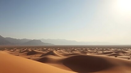 tennessine. Desert landscape with heat waves distorting the view of distant mountains. travel magazines, destination branding, designed for travel destination branding, used by health educators.