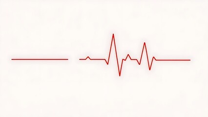 cardiac. Abstract heartbeat line illustration in red, representing vitality on a neutral background with even lighting. STEM education sheets.