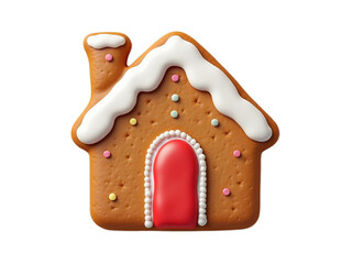 Gingerbread House Cookie with Icing Decoration Isolated HD