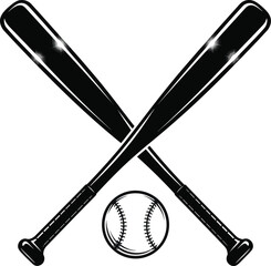 Baseball crossed bats and ball sports emblem vector