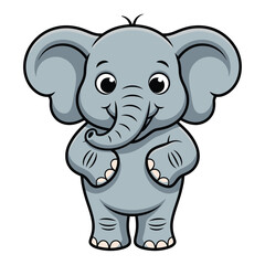 Fototapeta premium A funny pink baby elephant cartoon drawing, a cute wild animal character illustration vector for fun safari art.