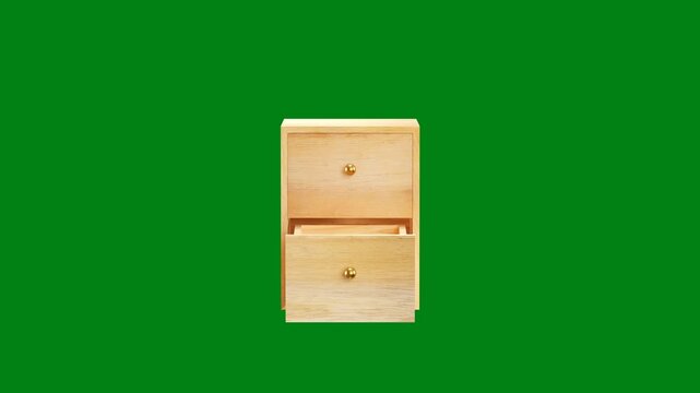 open drawer chest on green background 3D rendering