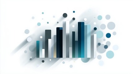 Abstract bar chart visualizing data analytics and financial growth, representing business information, market trends, success, and investment performance on a clean white background