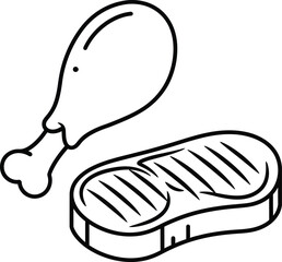 Stylized outline of two fried eggs with visible yolks, isolated on a clean white background, representing breakfast and food icons.