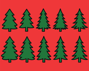 Christmas tree branches set pattern, green nature winter snow forest illustration, holiday season design
