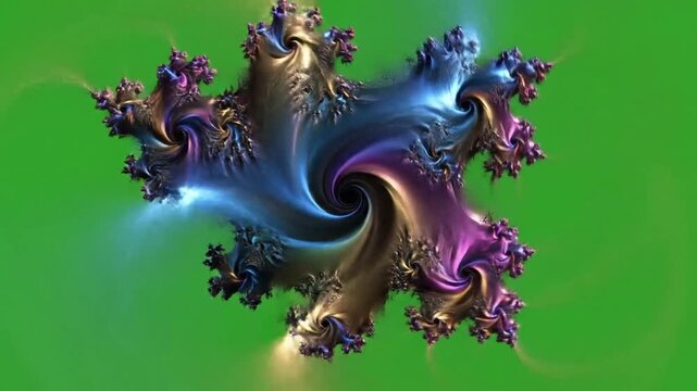 Fractal Bloom Animation with oscillating fractal texture animating on effect green screen fractal patterns style featuring fractals,