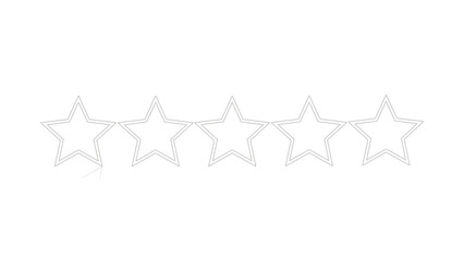 Five Simple Outline Stars for Rating and Review with Reflection on White Background