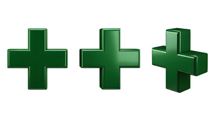 Green Plus Sign Icon Set Transparent PNG
