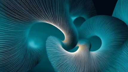 A hypnotic curved-line illusion featuring nested, spiraling shell forms that warp perspective, resulting in a visually disorienting, dreamlike maze.