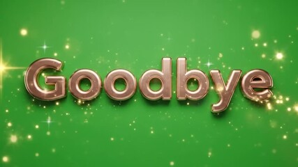 Elegant goodbye animation with shimmering gold text over a lush green background