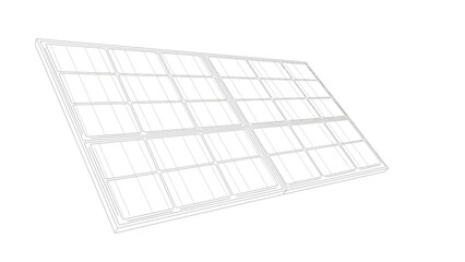  Simple Outline Line Art of a Photovoltaic Solar Panel Array - Renewable Energy Concept