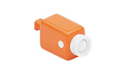 Orange Camera Isolated on White Background