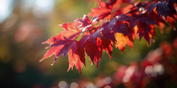 Detailed view of copper beech leaves highlighting tree health, autumn season, Earth Day
