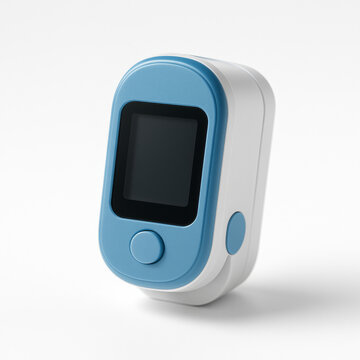 Clean Pulse Oximeter Mockup with Blank LCD Screen &ndash; Medical Device Isolated on White