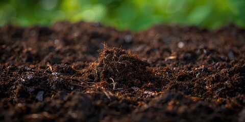 Close up view of peat soil its texture and organic composition, soil health awareness day