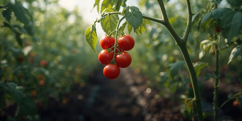 A cluster of vibrant cherry tomatoes ready for harvest, highlighting their role in healthy eating and fresh produce displays