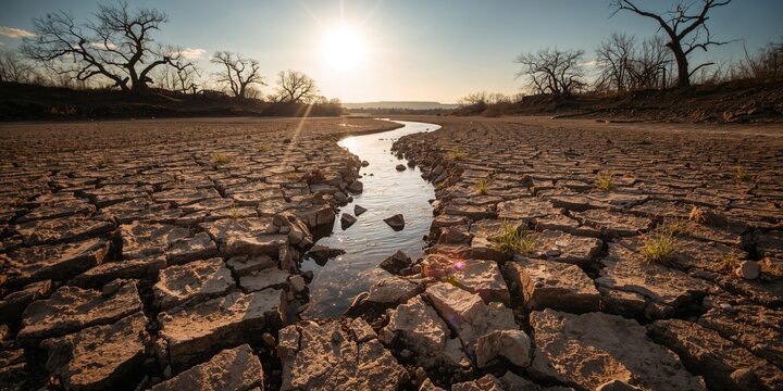 Drought affecting the Mississippi River near the Missouri confluence, highlighting seasonal water level changes