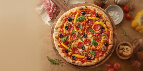 Freshly baked vegetable and olive pizza, saturated fat content, for World Heart Day