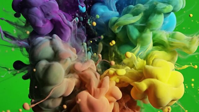 Swirling Ink Vortex with multiple ink drops colliding and effect stylized ink drop effects style featuring ink drops, colors,
