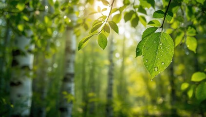 Summer scene of dense green forest highlighting seasonal foliage for nature preservation