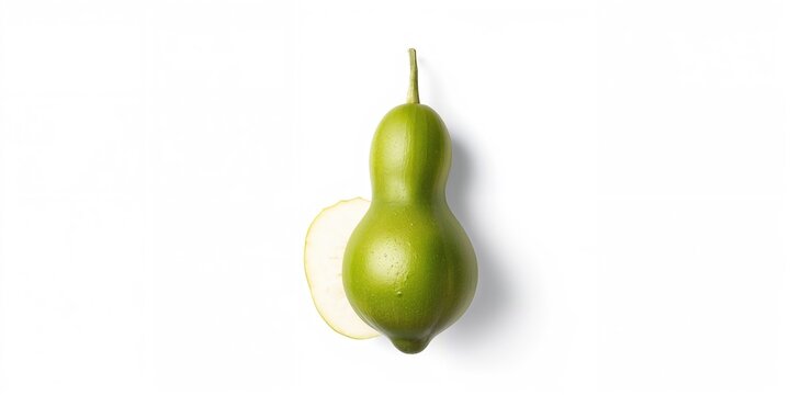Lagenaria siceraria gourds on a white background used as decorative objects, natural material and shape