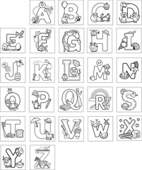 A to Z Alphabet Coloring Book.
 Digital Print, Digital Download