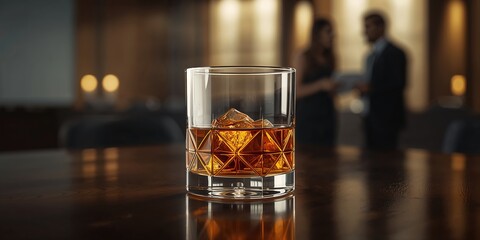 A whiskey glass with a small pour, focusing on responsible consumption and moderation, World Alcohol Awareness Day