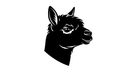 Obraz premium Elegant Alpaca Silhouette - A Striking Animal Portrait in Black and White.