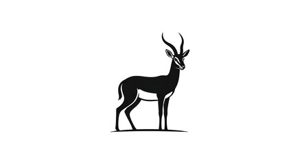 Obraz premium Elegant Black Silhouette of an Impala on White Background.