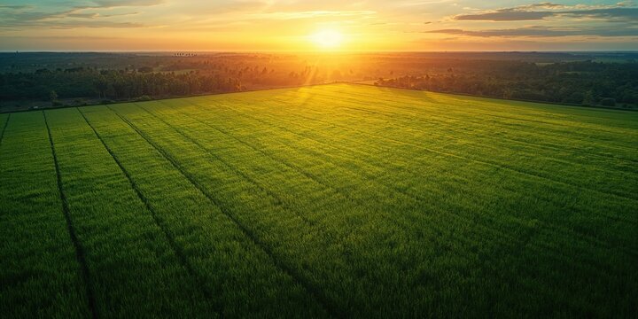 Top-down shot of a rural summer field in Mato Grosso, emphasizing crop growth and land use