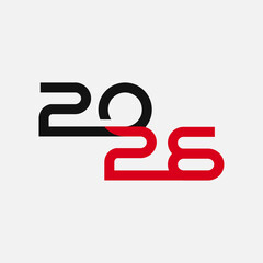 New Year 2026 logo text design template, elegant minimalist vector illustration for branding, calendar, invitation, greeting card, banner, poster