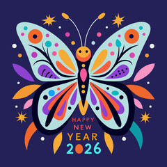 Vector art illustration with 2026 New Year flower image