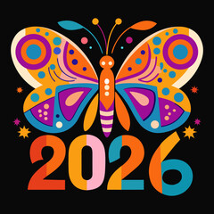 Vector art illustration with 2026 New Year flower image