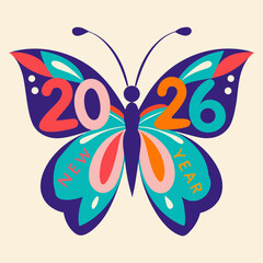 Vector art illustration with 2026 New Year flower image